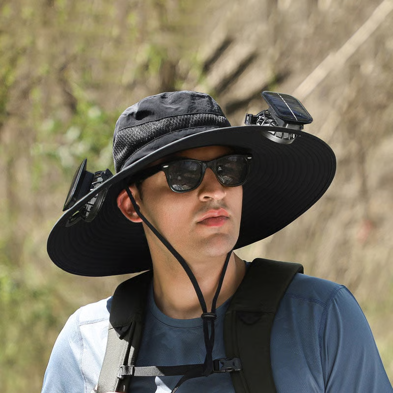 🔥Father's Day Sale 49% OFF - Wide Brim Solar Fan Outdoor Fishing Hat-Solar & USB Charging