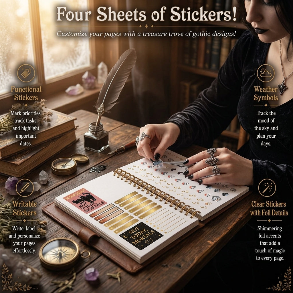 🌙2027 Gothic Weekly Planner – Waiting for the Night Moon & Witchy Organizer ✨