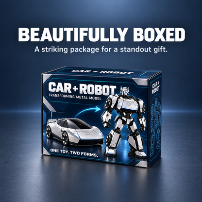 45% OFF🏎️Silver 2-in-1 Transforming Sports Car🏎️ & Robot – Futuristic Mecha Figure