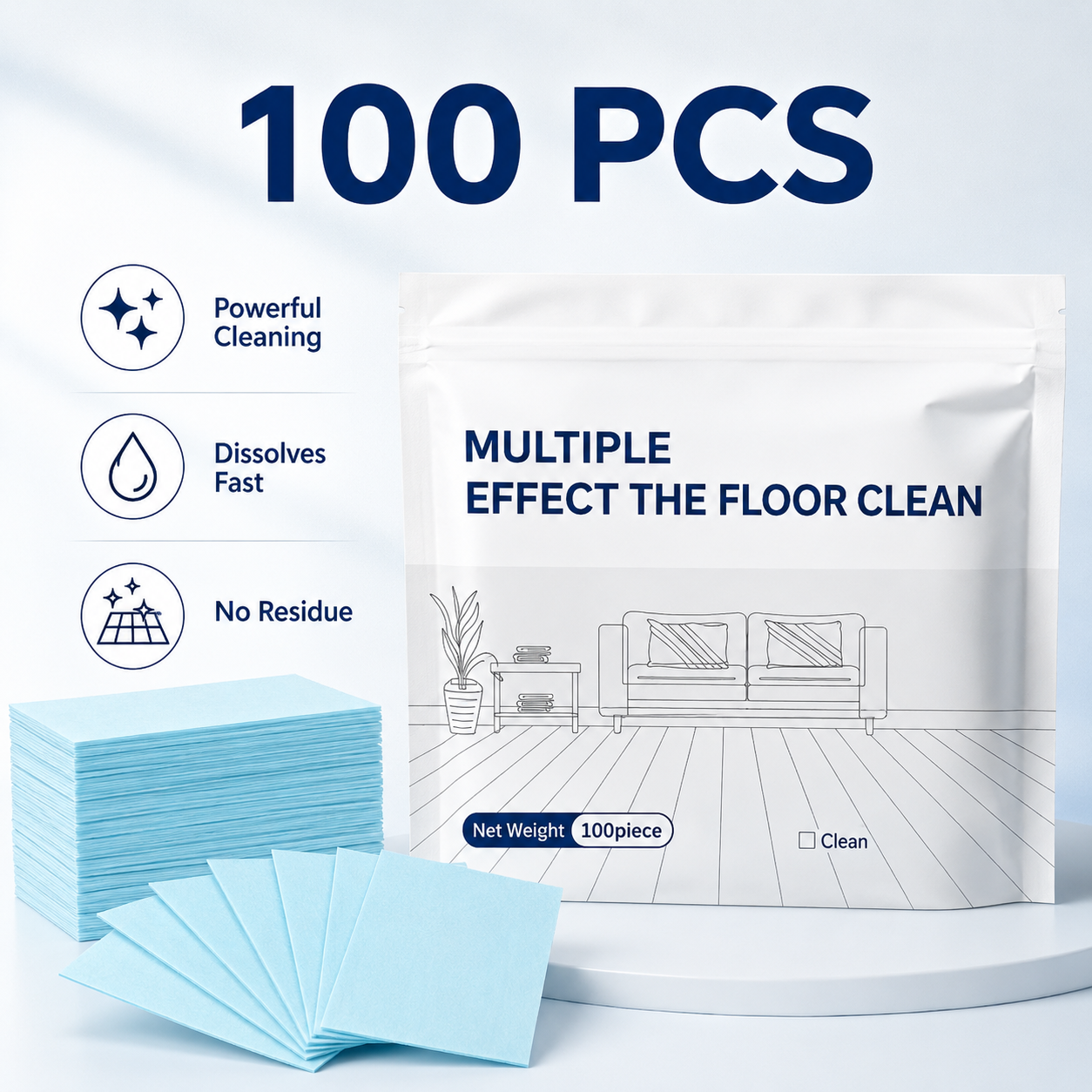 🫧Powerful Dissolvable Floor Cleaner Sheets – No Mess, Just Shine✨