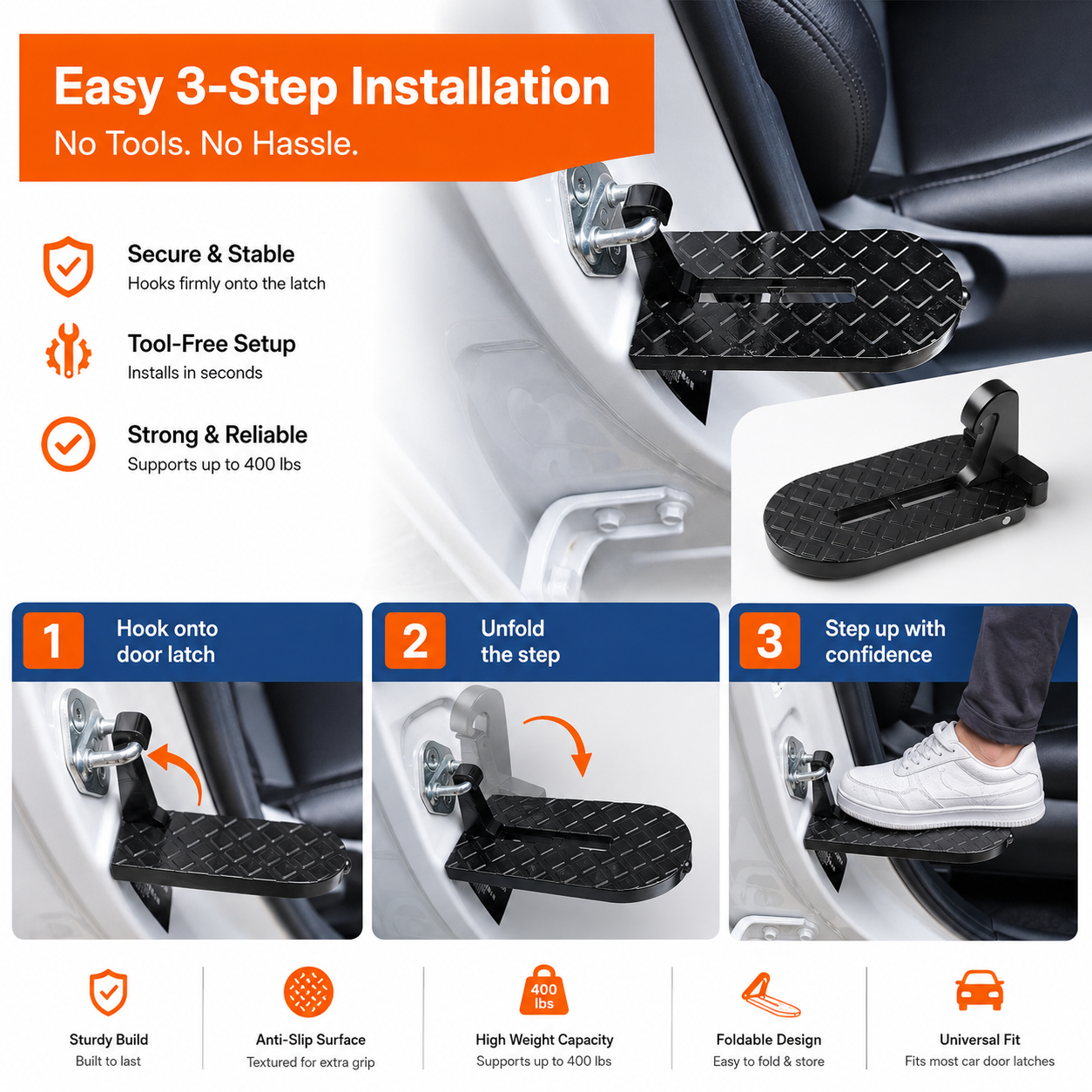 🚗 Foldable Car Roof Rack Step Easy Roof Access Tool
