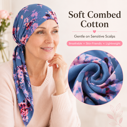 ✨ Women's Floral Print Pre-Tied Head Scarf Turban – Soft, Elastic, Versatile 🌸