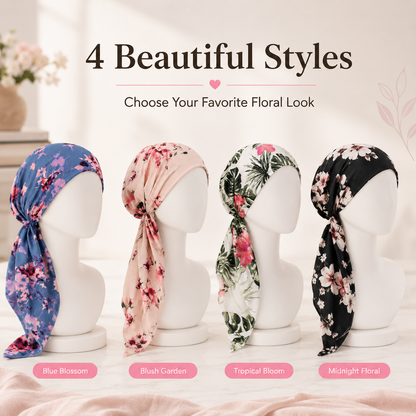 ✨ Women's Floral Print Pre-Tied Head Scarf Turban – Soft, Elastic, Versatile 🌸