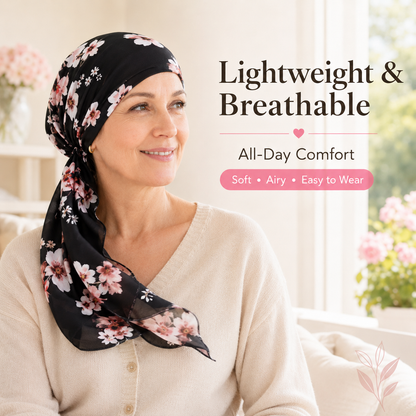 ✨ Women's Floral Print Pre-Tied Head Scarf Turban – Soft, Elastic, Versatile 🌸