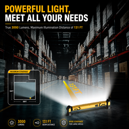 🔥 Limited Time 50% OFF  3000LM Rechargeable LED Work Light – 5200mAh Magnetic Garage Repair Light