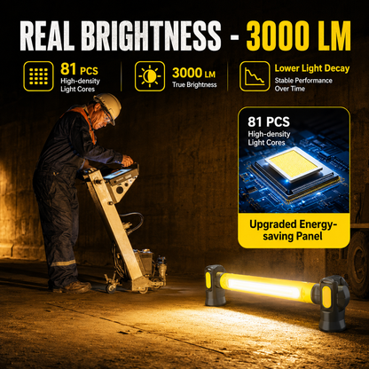 🔥 Limited Time 50% OFF  3000LM Rechargeable LED Work Light – 5200mAh Magnetic Garage Repair Light