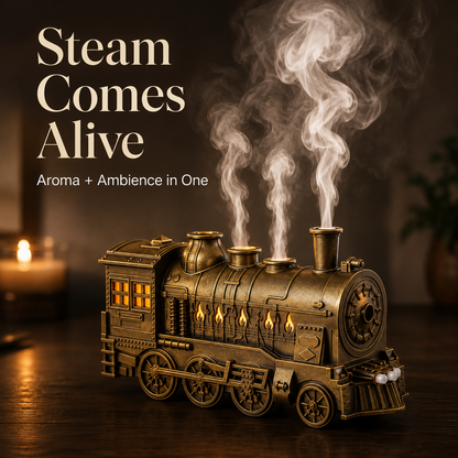 🚂 Vintage Steam Train Aroma Diffuser with Warm Light & Remote