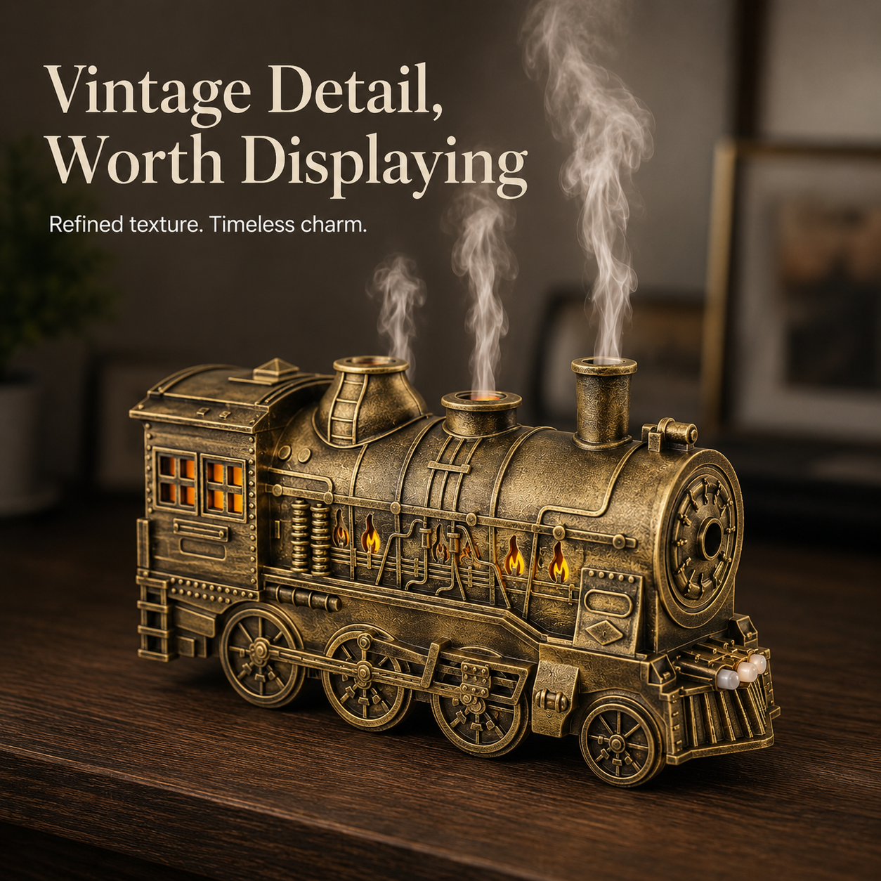 🚂 Vintage Steam Train Aroma Diffuser with Warm Light & Remote
