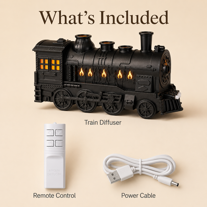 🚂 Vintage Steam Train Aroma Diffuser with Warm Light & Remote