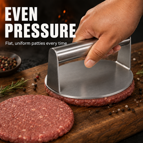 🥩 Stainless Steel Grill Press – Perfect for Burgers, Bacon & More