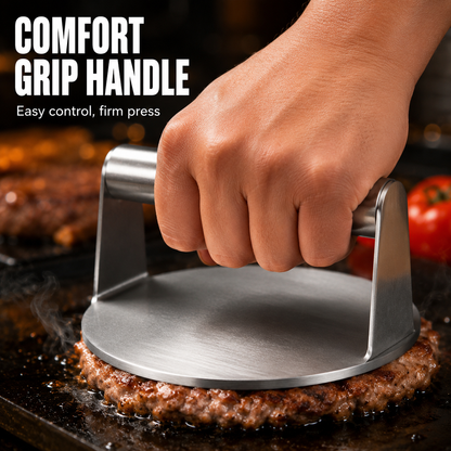 🥩 Stainless Steel Grill Press – Perfect for Burgers, Bacon & More