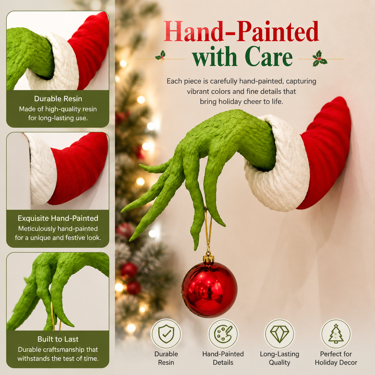 🎅 Christmas Hand Wall Hanger – Hang Ornaments with a Twist