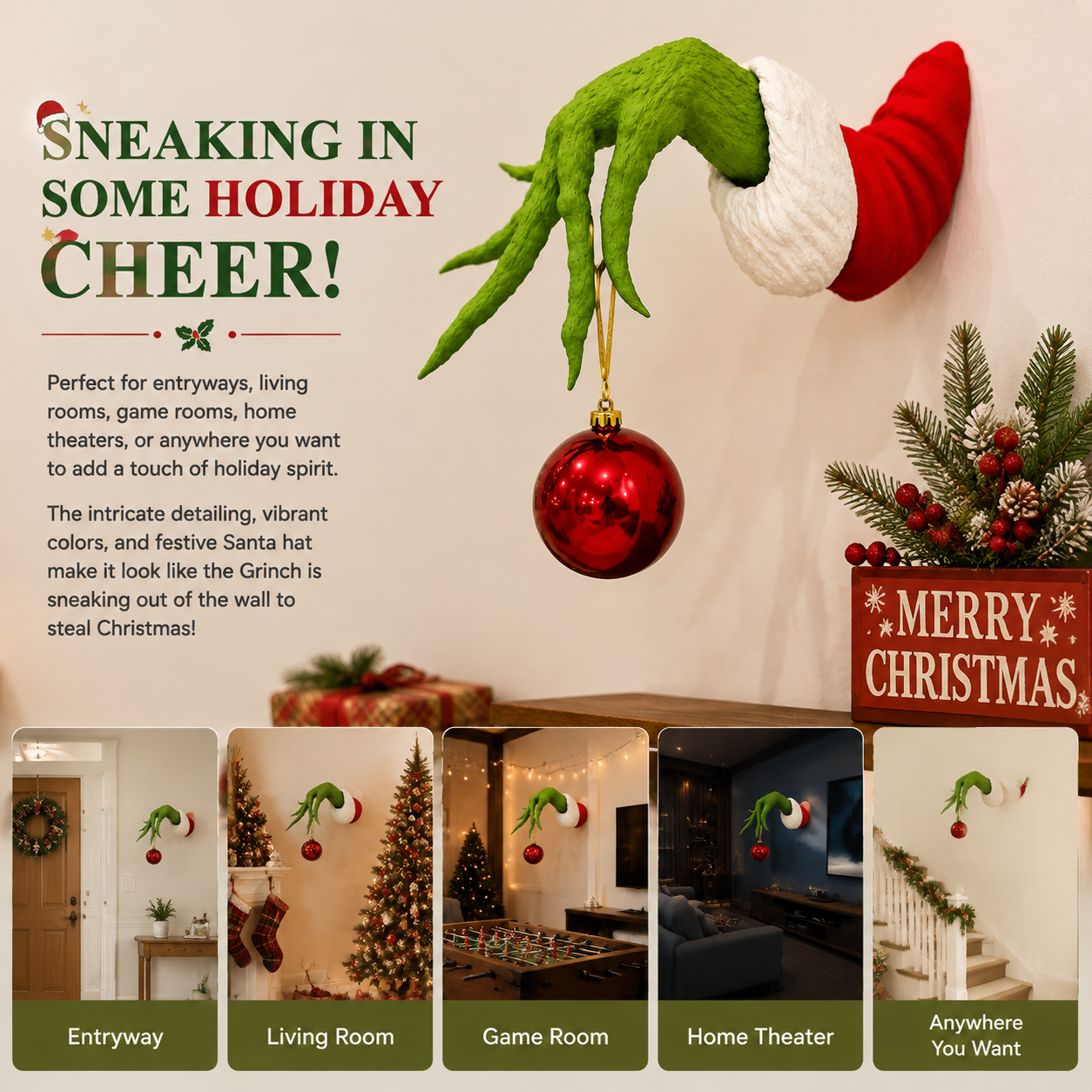🎅 Christmas Hand Wall Hanger – Hang Ornaments with a Twist