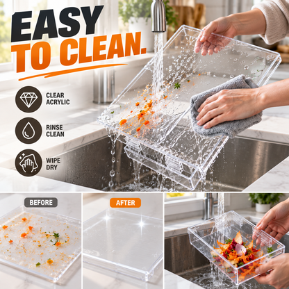 🥕 Clear Acrylic Cutting Board with Scrap Catcher – 17×13 In ✨