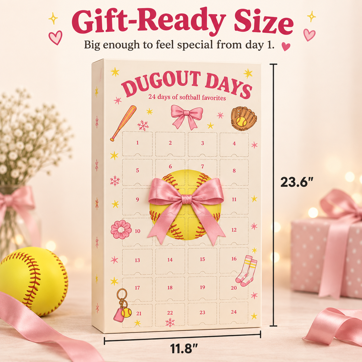 🥎🎁 24-Day Softball Girl Christmas Advent Calendar