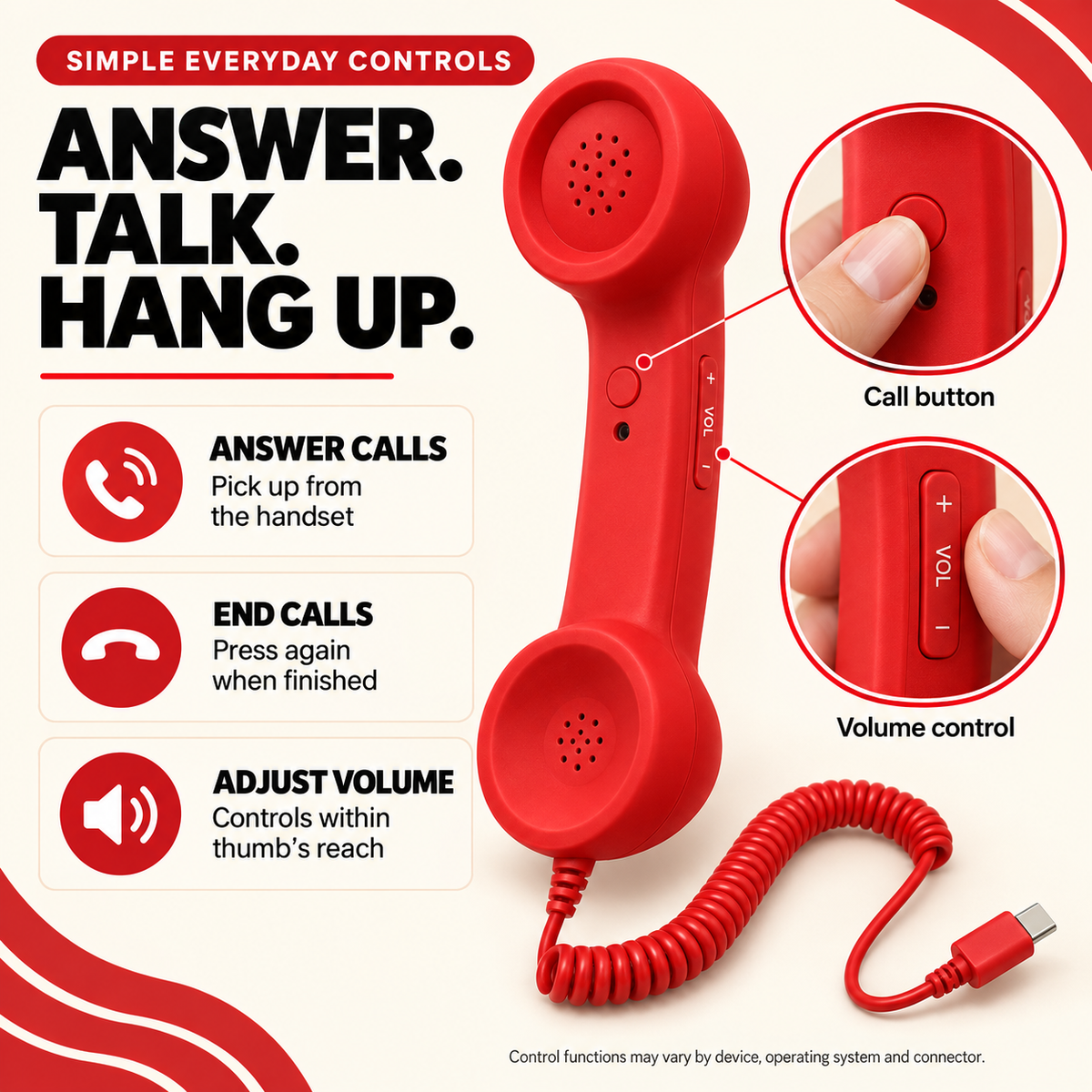 ☎️ Retro Wired Phone Handset for Smartphones – USB-C & 3.5mm 📞