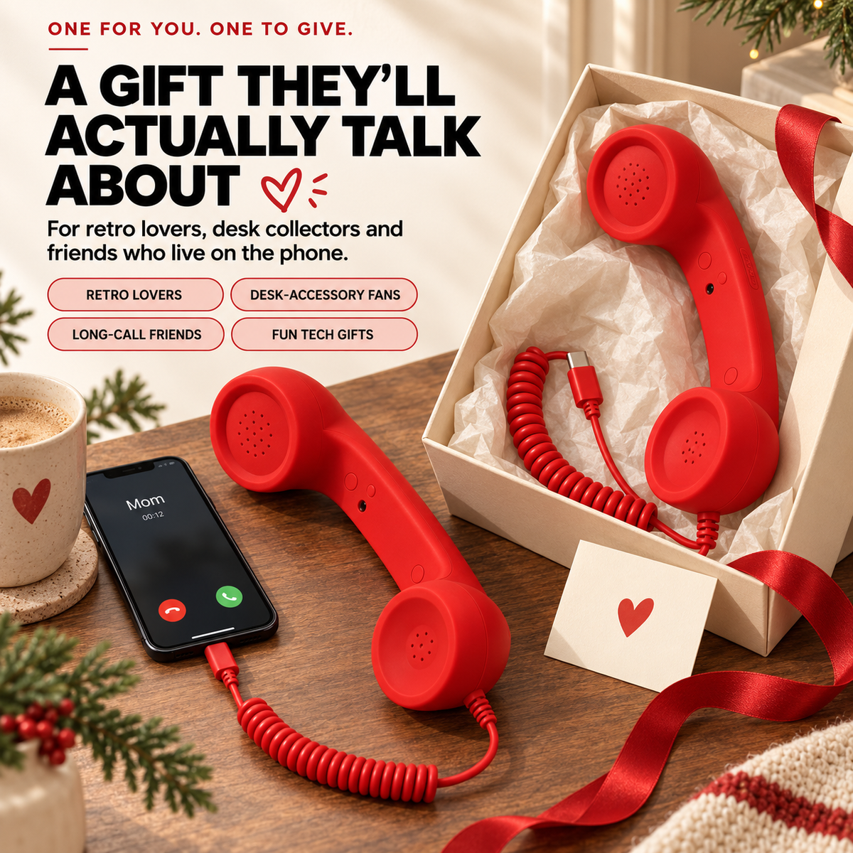 ☎️ Retro Wired Phone Handset for Smartphones – USB-C & 3.5mm 📞