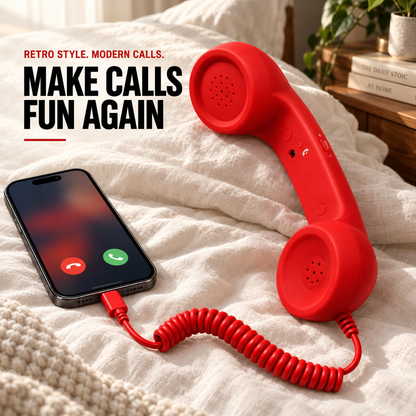 ☎️ Retro Wired Phone Handset for Smartphones – USB-C & 3.5mm 📞
