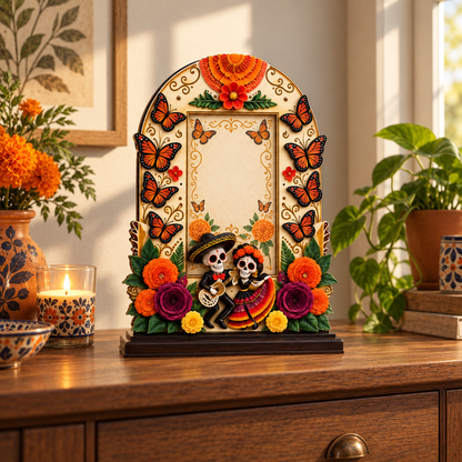 💀🦋Día de los Muertos Wooden Memorial Altar–– Floral Wooden Altar for Loved Ones