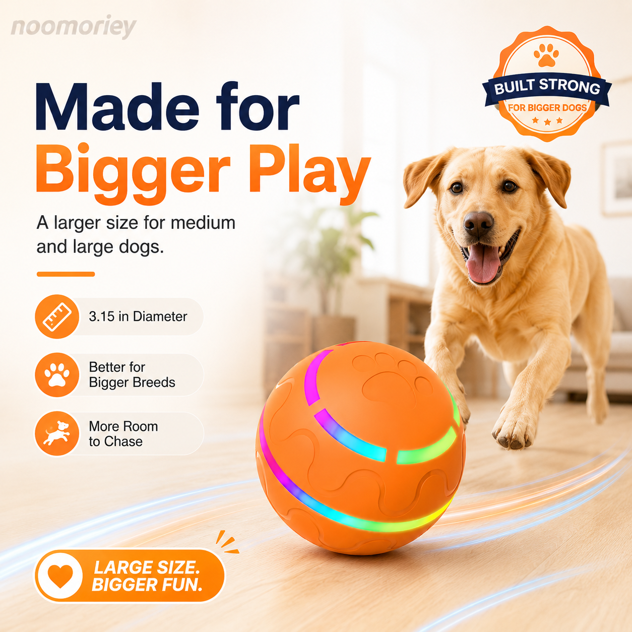 Interactive Moving Dog Ball – Automatic Vibrating & Rolling Toy for Dogs & Cats, USB Rechargeable