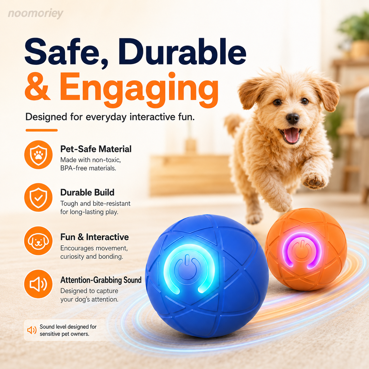 Interactive Moving Dog Ball – Automatic Vibrating & Rolling Toy for Dogs & Cats, USB Rechargeable