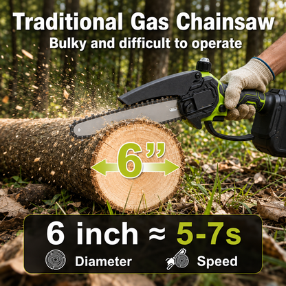 🌿 6-Inch Cordless Mini Chainsaw – Brushless 900W Pruning Saw with 2 Batteries