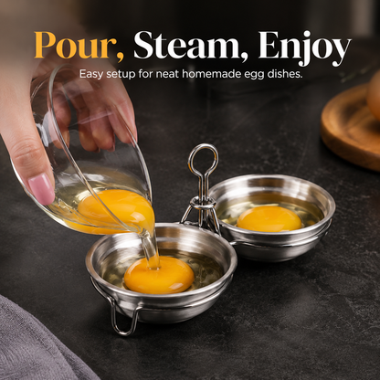 🍳 3-Cup Stainless Steel Egg Poacher – Stovetop Egg Steamer Insert 🥚