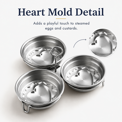 🍳 3-Cup Stainless Steel Egg Poacher – Stovetop Egg Steamer Insert 🥚