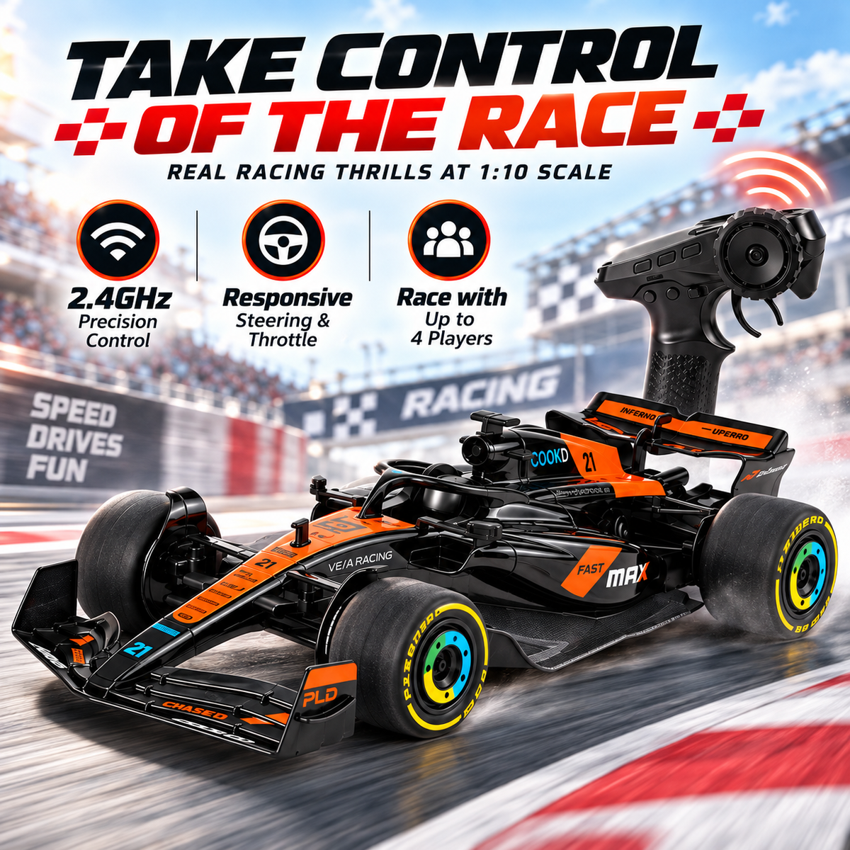 🏎️ 1:10 Scale Formula Racing RC Car - Large High-Speed Remote Control Car 2.4GHz 🏁
