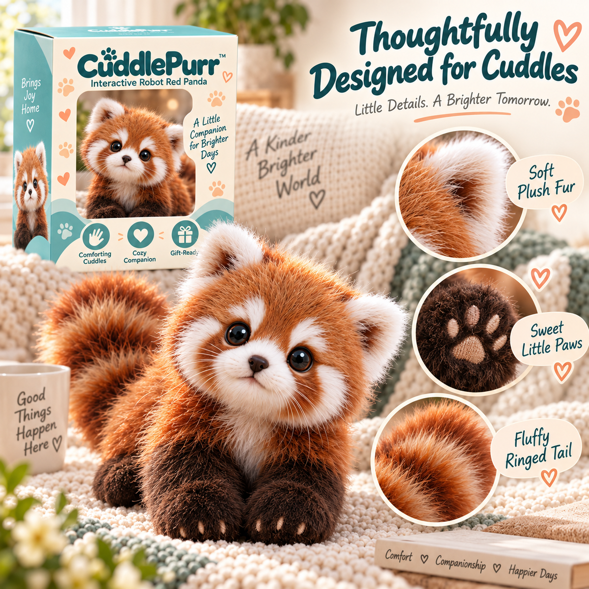 🔥Last Day 49% OFF🐾🧸 CuddlePurr™ Red Panda Interactive Plush Toy – Cute Companion Stuffed Animal for Kids