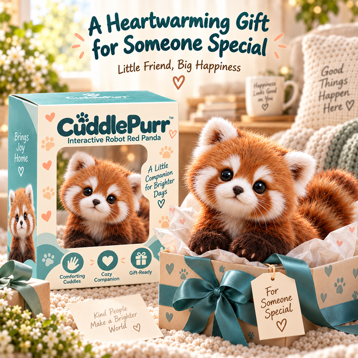 🔥Last Day 49% OFF🐾🧸 CuddlePurr™ Red Panda Interactive Plush Toy – Cute Companion Stuffed Animal for Kids