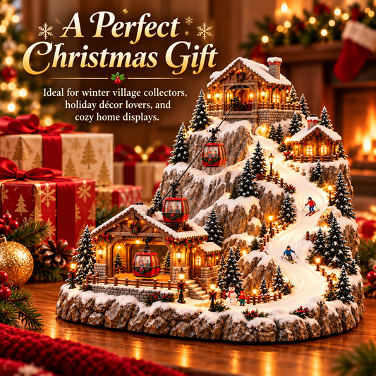 🎅 Animated Alpine Christmas Cable Car Village - Moving Ski Resort 🎄