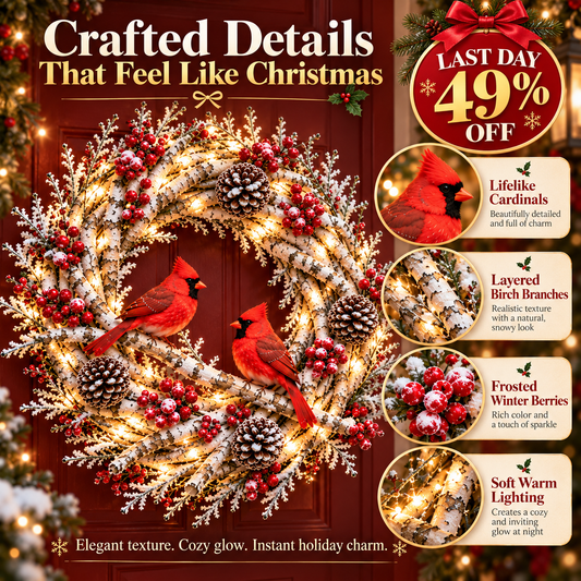 🔥 LAST DAY 49% OFF 🎄🐦 Cardinal Winter Glow™ | Lighted Christmas Wreath