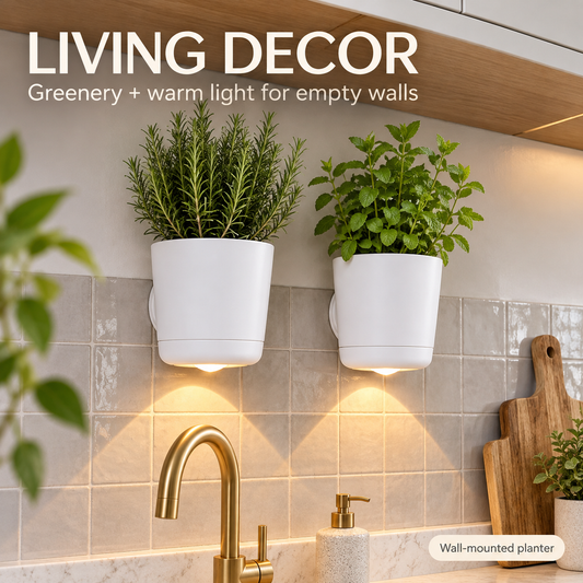 🌿 Wall-Mounted Planter with Light ✨ Cozy Home Decor