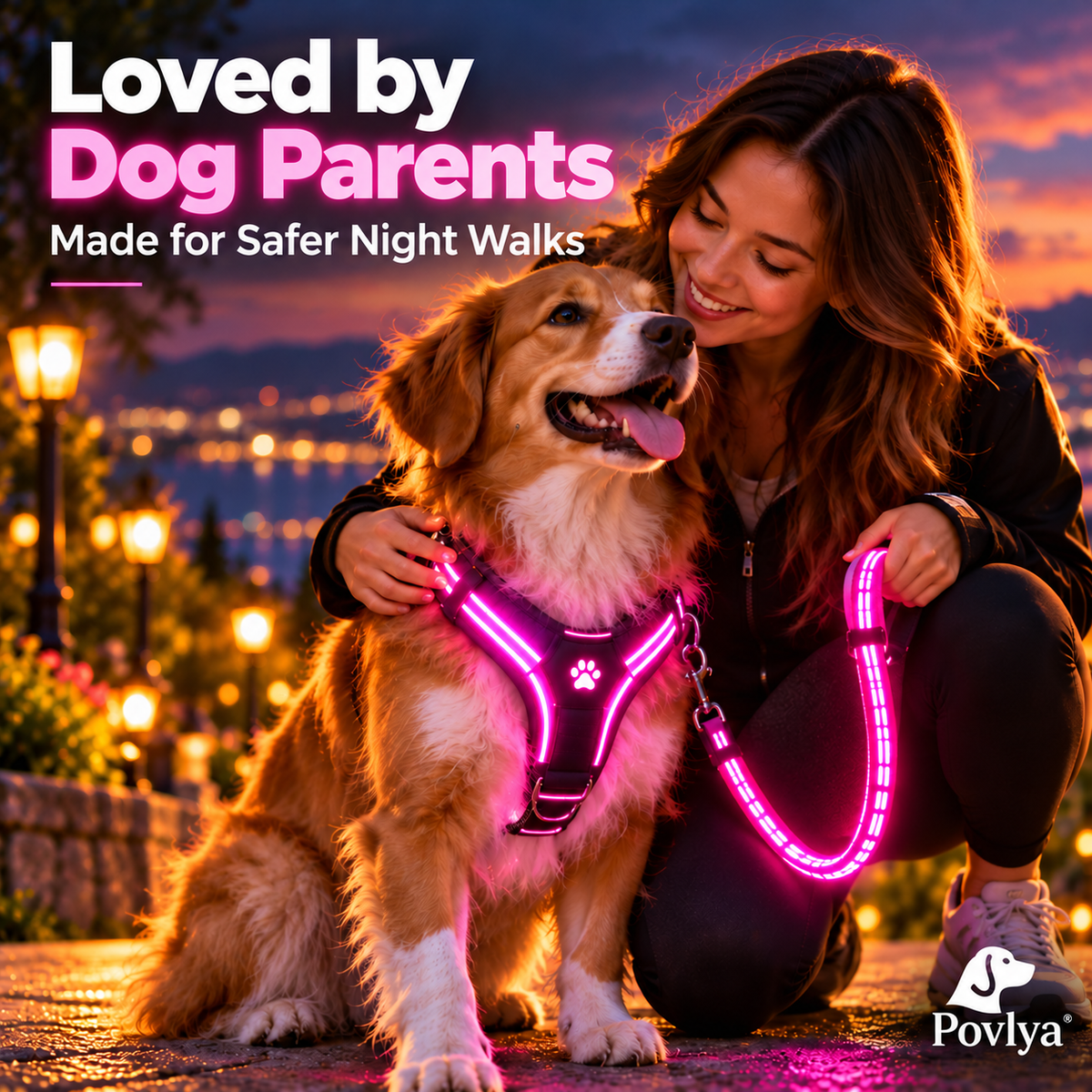 🐾 LED Light-Up Dog Harness & Leash Set 🌙 Keep Your Pup Visible After Dark!