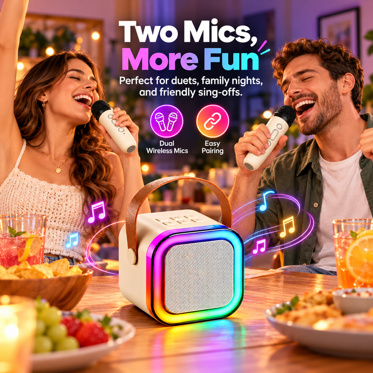 🎤 Wireless RGB Karaoke Speaker with HiFi Stereo Sound