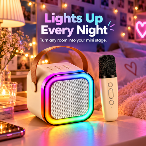 🎤 Wireless RGB Karaoke Speaker with HiFi Stereo Sound