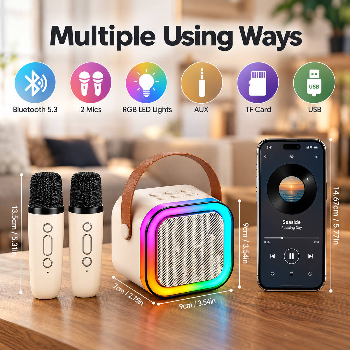 🎤 Wireless RGB Karaoke Speaker with HiFi Stereo Sound