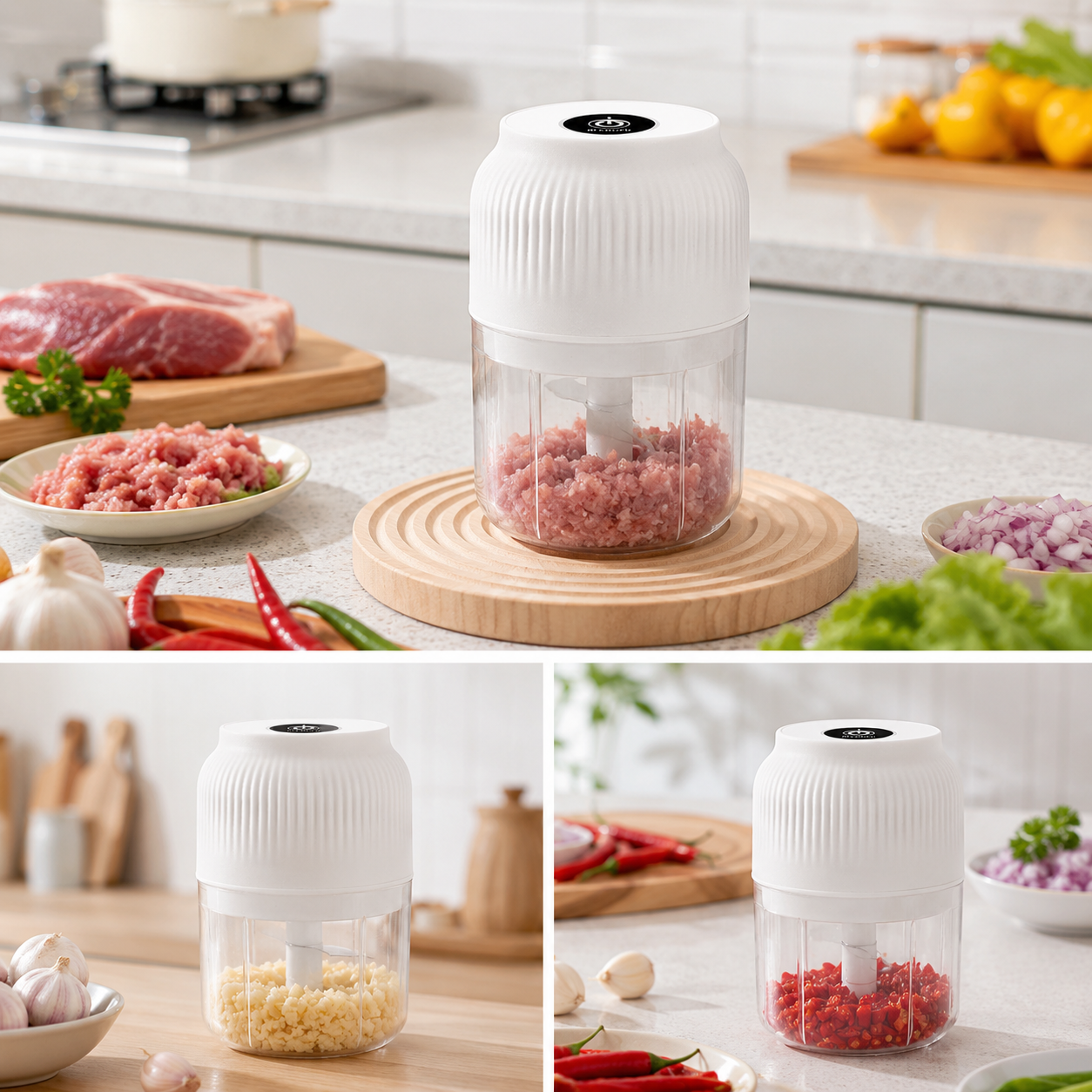 🥗⚡ Mini Electric Food Chopper – Fast 4-Blade Kitchen Grinder