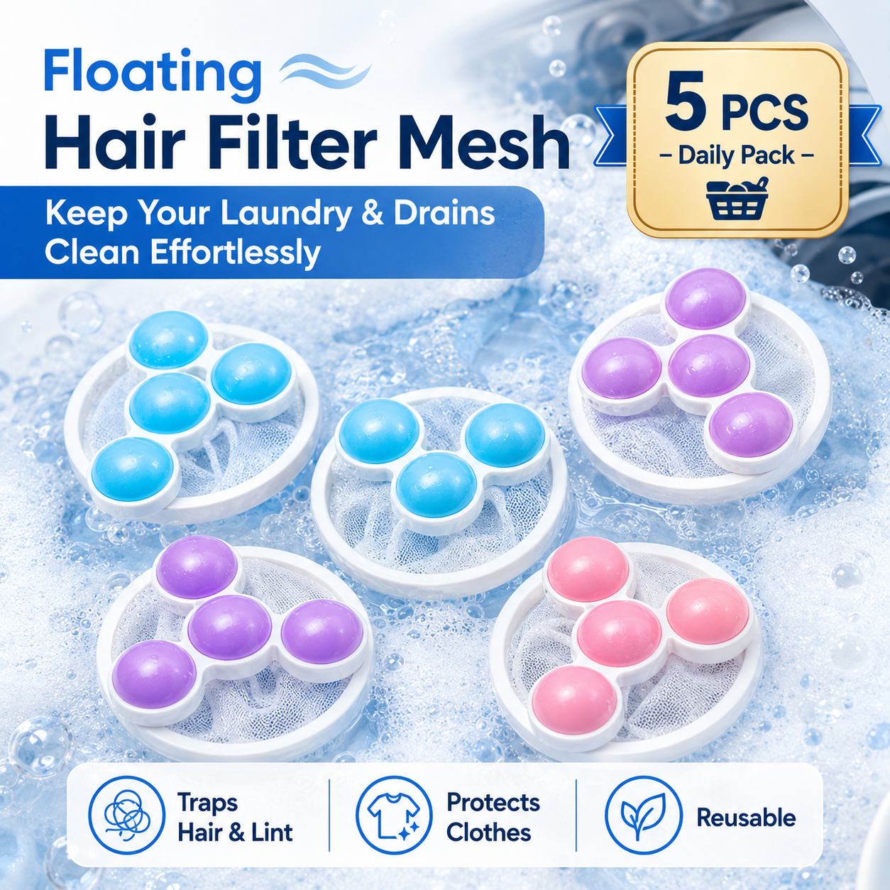 🐾FLASH SALE🧼 Floating Hair Catcher for Laundry & Bathroom