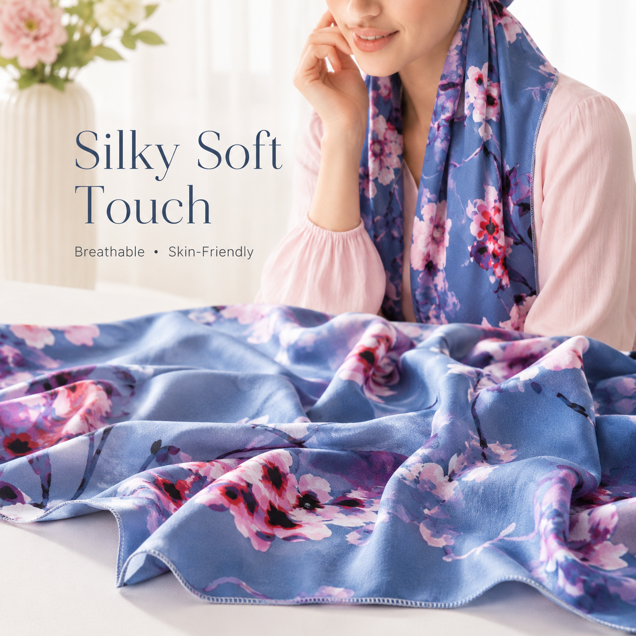 ✨ Women's Floral Print Pre-Tied Head Scarf Turban – Soft, Elastic, Versatile 🌸