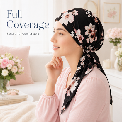 ✨ Women's Floral Print Pre-Tied Head Scarf Turban – Soft, Elastic, Versatile 🌸