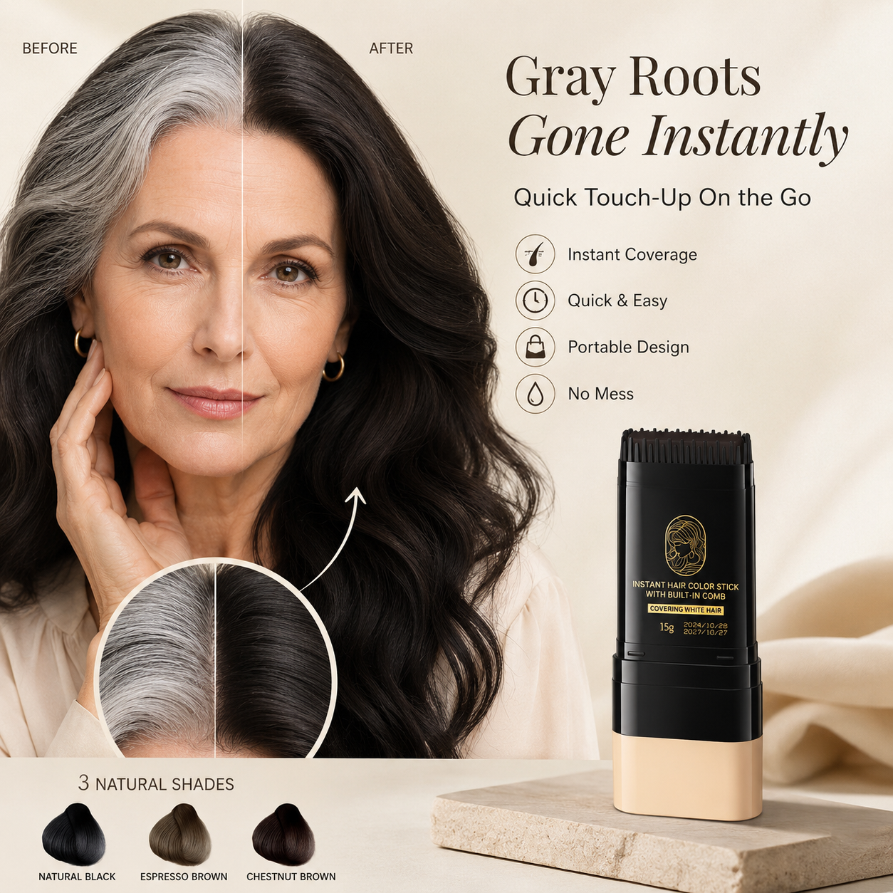 ⏰47% OFF!!✨Instant Hair Colour Stick with Built-In Comb🔥