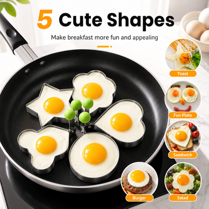 5 Counts Set Fried Egg Rings Molds - Multifunctional Breakfast Tool