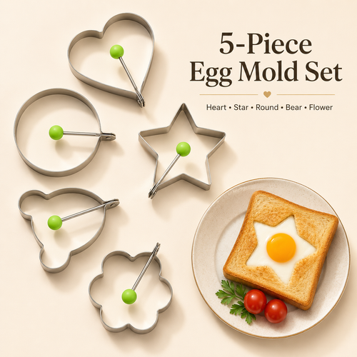 5 Counts Set Fried Egg Rings Molds - Multifunctional Breakfast Tool