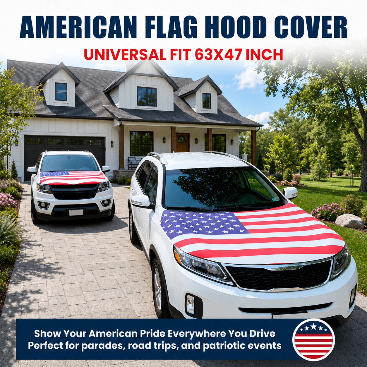 🎉4th Of July Flash Sale 65K+🔥American Car Hood Flag🦅No Glue No Tools🚗 Install in 1 Minute