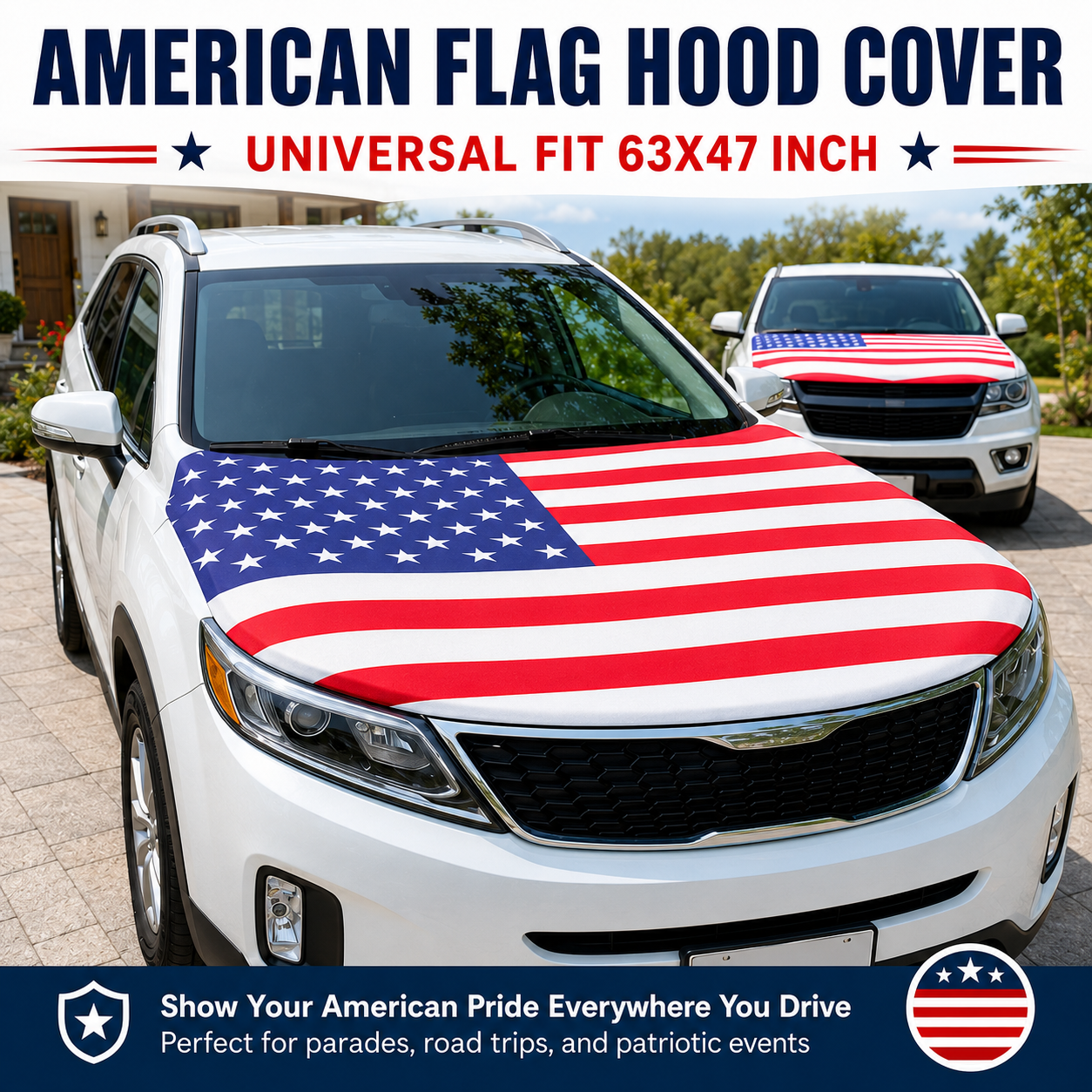 🎉4th Of July Flash Sale 65K+🔥American Car Hood Flag🦅No Glue No Tools🚗 Install in 1 Minute