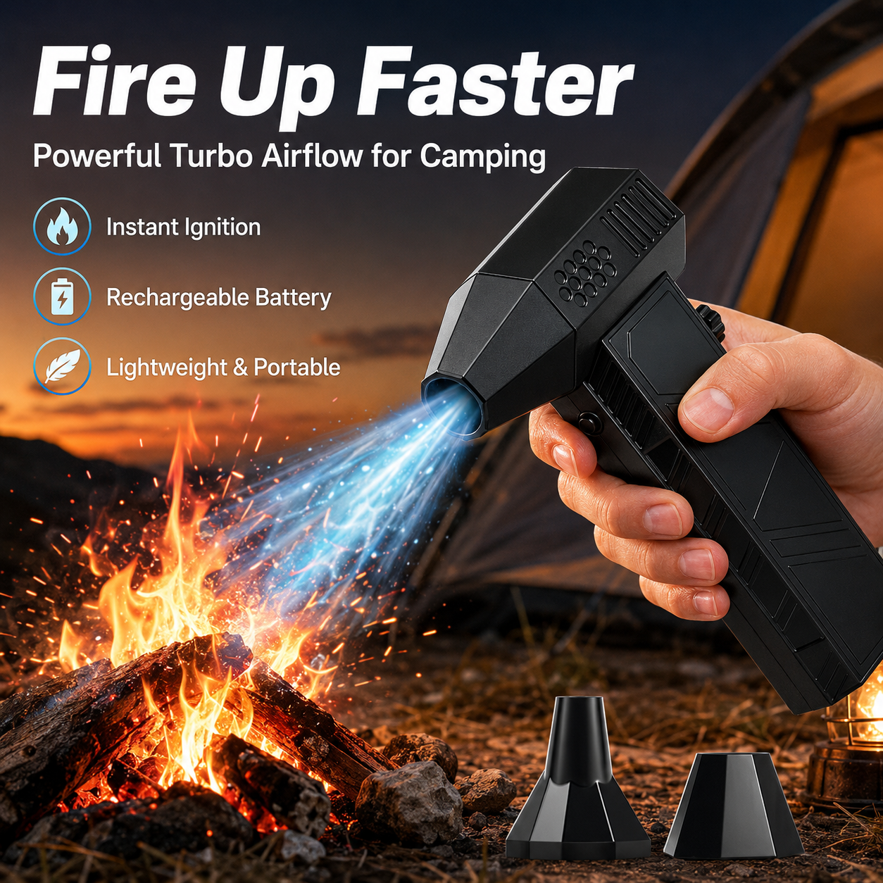 🚀130,000 RPM🔥 Ultimate Fire Starting Turbo Fan 🏕️ Fire • 🍂 Blow • 🚗 Clean