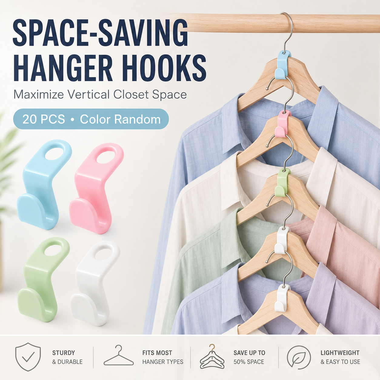 ✨50PCS Hanger Connector Hooks👕 Organize More Save More Space