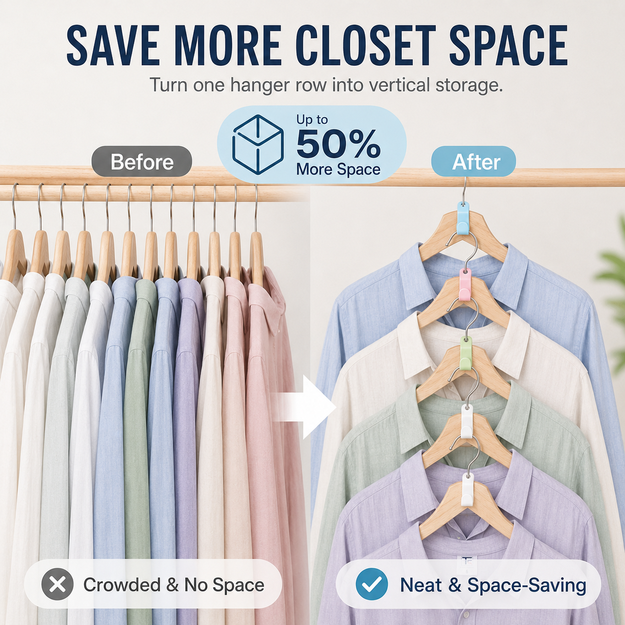 ✨50PCS Hanger Connector Hooks👕 Organize More Save More Space